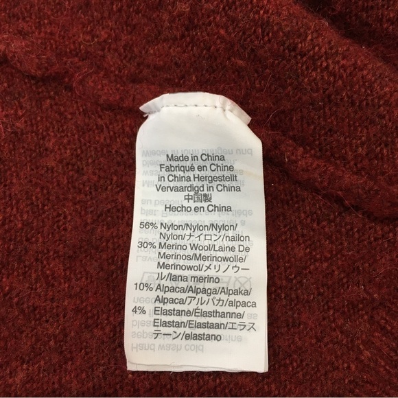 Madewell maroon merino wool blend open front relaxed Fit long knit cardigan - Picture 7 of 16